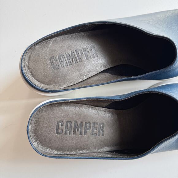 Camper Colorblock Navy Blue Leather Slip-On Meda Clog Mules Size 38/7.5 - Picture 7 of 9
